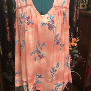 NWT Lane Bryant Pink Floral Sleeveless Blouse